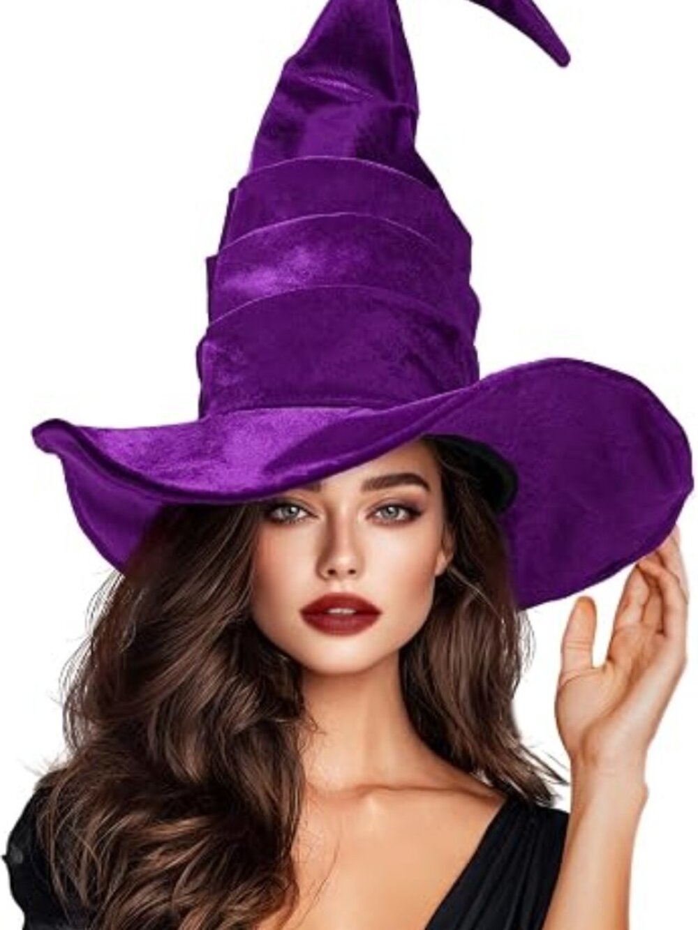 🎃Women's Purple Costume Accessory Adult Large Ruched Halloween Witches Hat